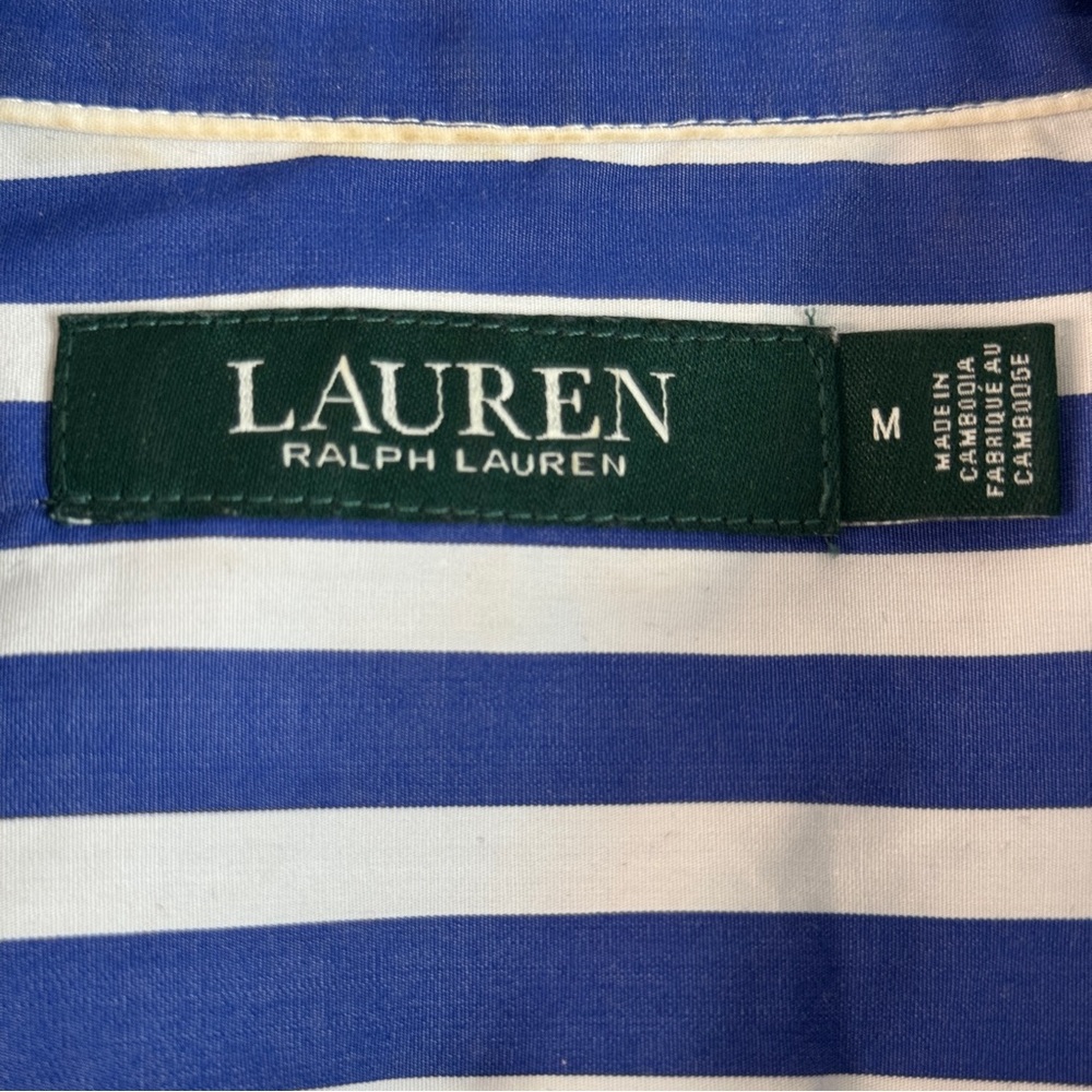 Ralph Lauren Blue White Tunic Striped Shirt Stripe Stripes Henley Pockets Cuffs - Picture 5 of 9